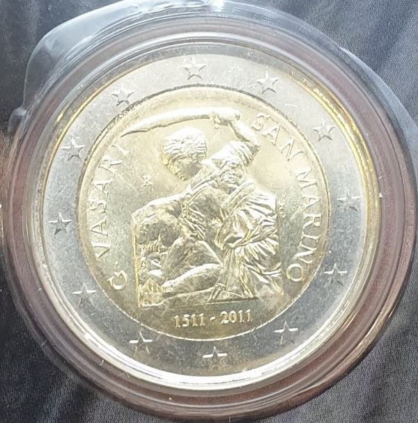 Saint-Marin - 2 euros 2011, 500e anniversaire de la naissance de Giorgio Vasari, (Carte-pièce)