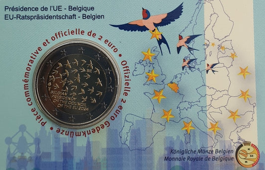 Belgique - 2 euros 2024, présidence belge du Conseil de l'UE (carte à pièces)