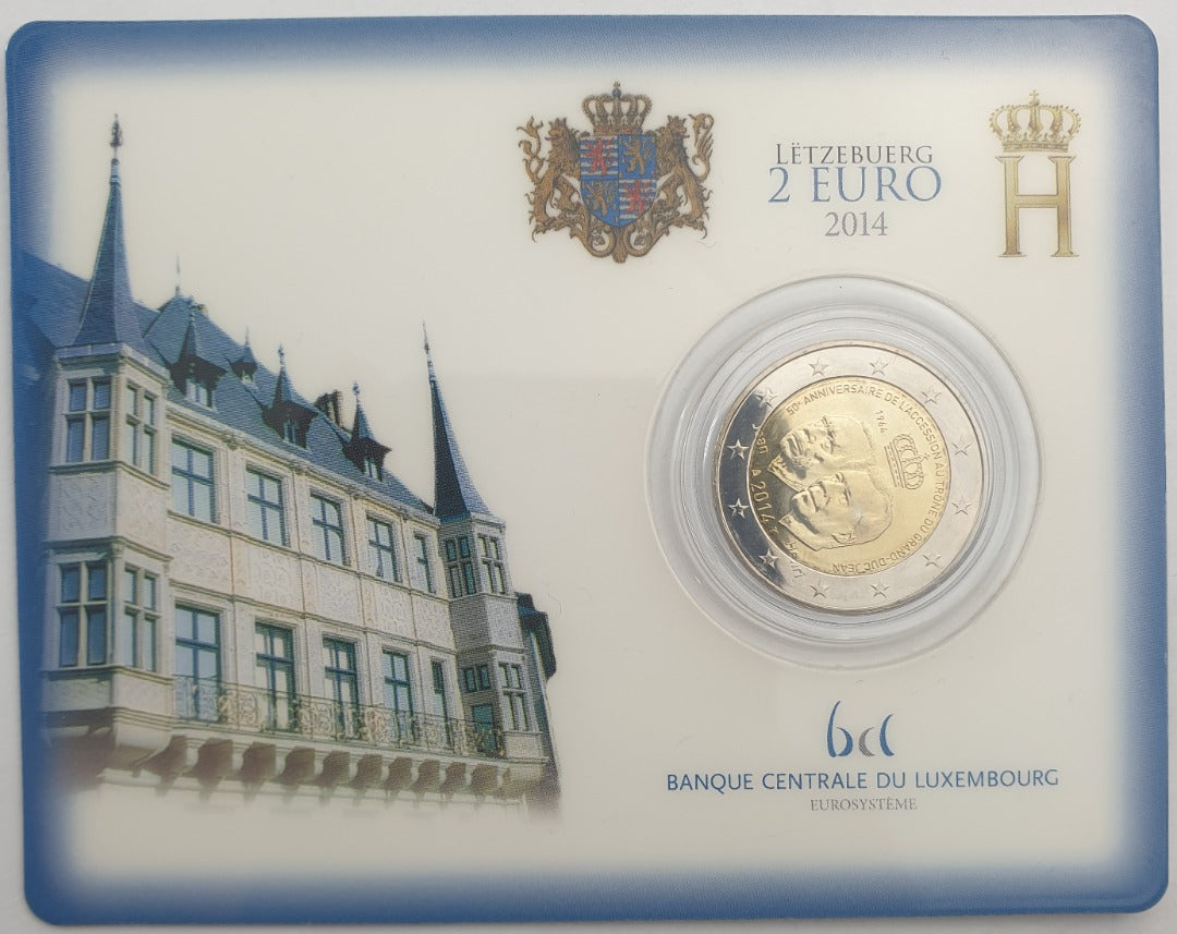 Luxembourg - 2 euros 2014, Jubilé d'or d'Henri Ier, (Carte-pièce)