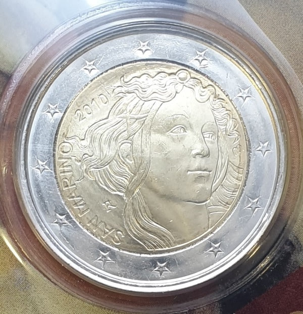 Saint-Marin - 2 euros 2010, 500e anniversaire de la mort de Sandro Botticelli (carte-pièce)