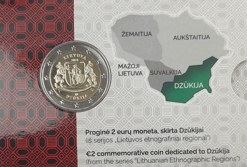 Lituanie - 2 euros 2021, Régions ethnographiques lituaniennes (carte à pièces)