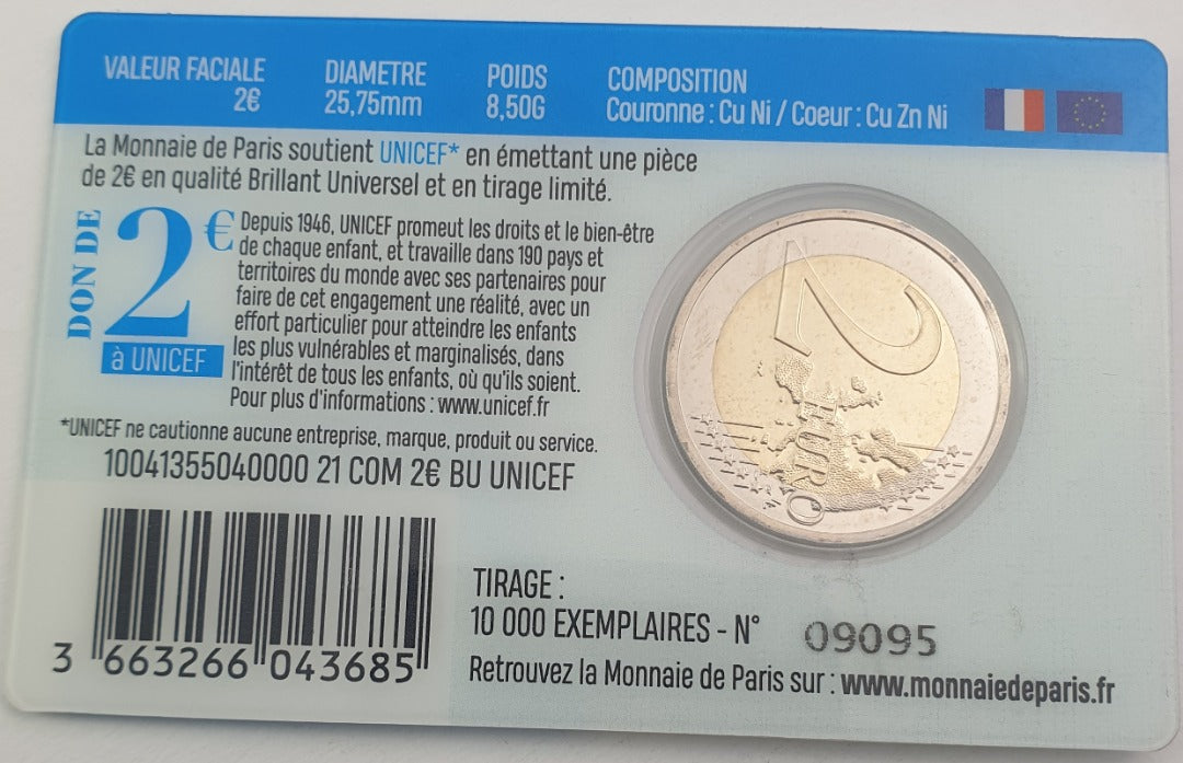 France - 2 euros 2021, Unicef, Carte de pièces