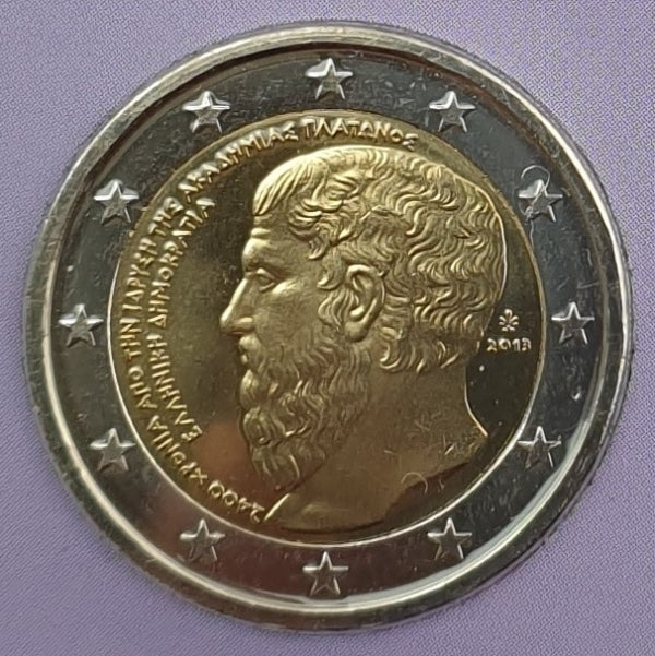 Grèce - 2 euros 2013, 2 400 ans depuis la fondation de l'Académie de Platon (carte à pièces)