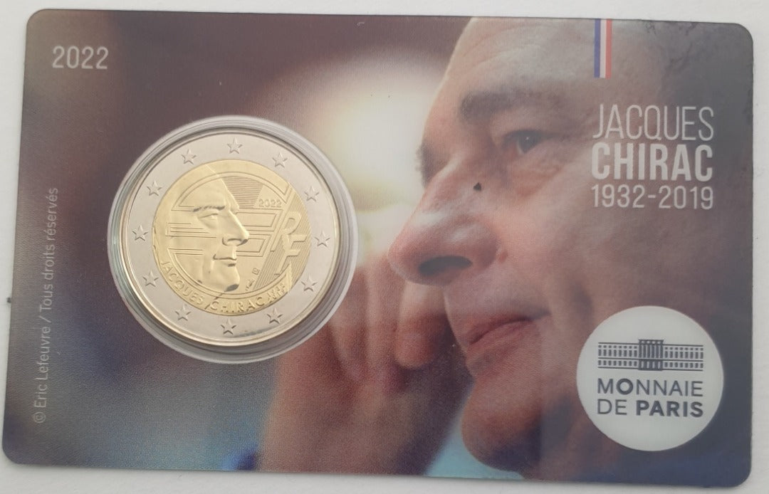 France - 2 Euro 2022, Jacques Chirac, (Carte à pièces)