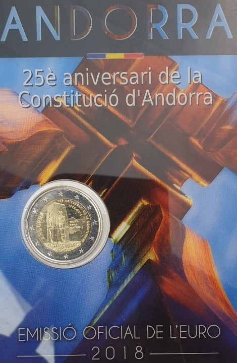 Andorre - 2 euros 2018, 25e anniversaire de la Constitution (carte à pièces)