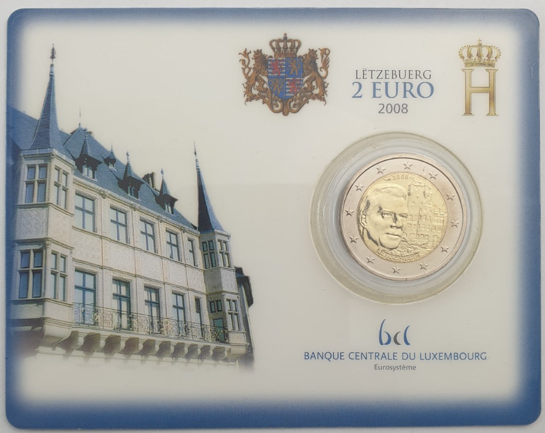 Luxembourg - 2 Euro 2008, Henri Ier Château de Berg, (Coin Card)