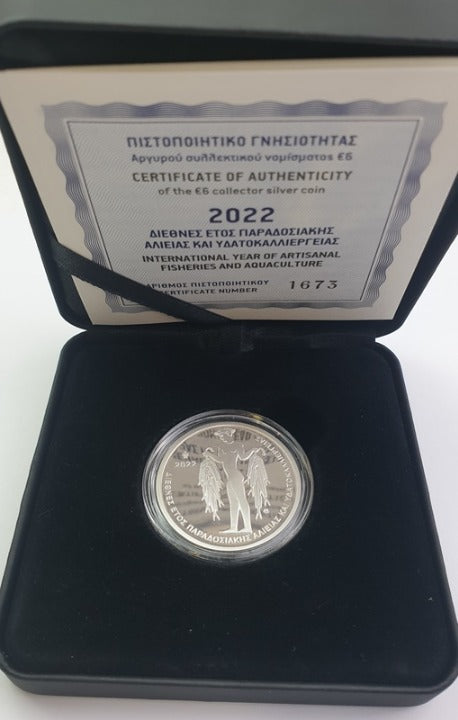Grèce - 6 euros 2022, Année internationale de la pêche et de l'aquaculture traditionnelles, Pièce d'argent