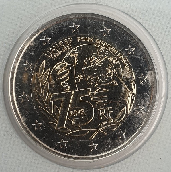 France - 2 euros 2021, Fonds des Nations Unies pour l'enfance (UNICEF), (Carte à pièces)