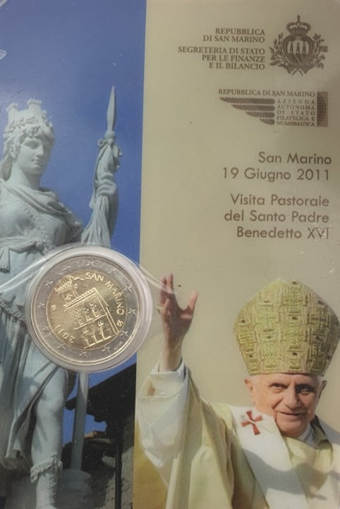 Saint-Marin - 2 euros 2011, Visite pastorale du Saint-Père Benoît XVI, (Carte à pièces)