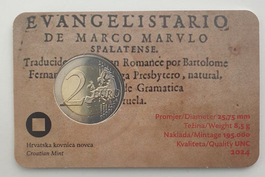 Croatie - 2 euros 2024, Marko marulic (Coin Card)