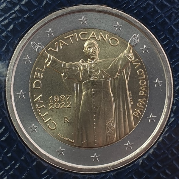 Vatican - 2 euros 2022, 125e anniversaire de la naissance du pape Paul VI (carte-pièce)