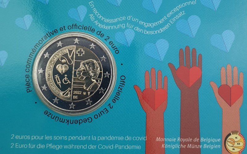 Belgique - 2 Euros 2022, Héros des soins de santé face à la COVID-19 - Inscription néerlandaise (carte à pièces)
