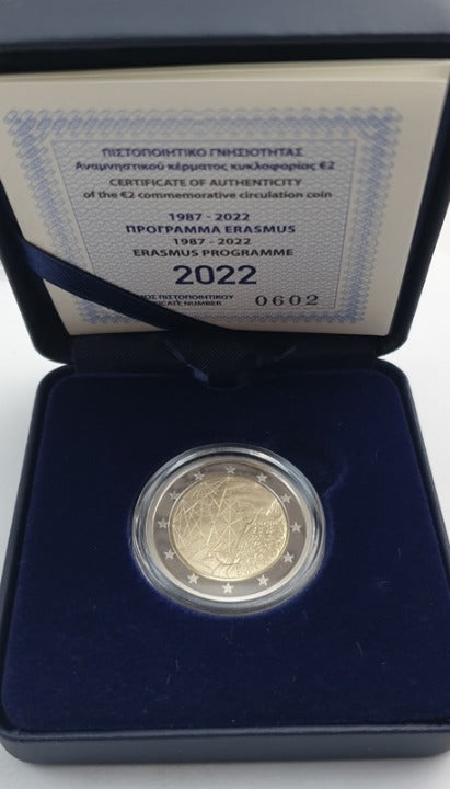 Grèce - 2 euros 2022, 35 ans du programme Erasmus, Preuve