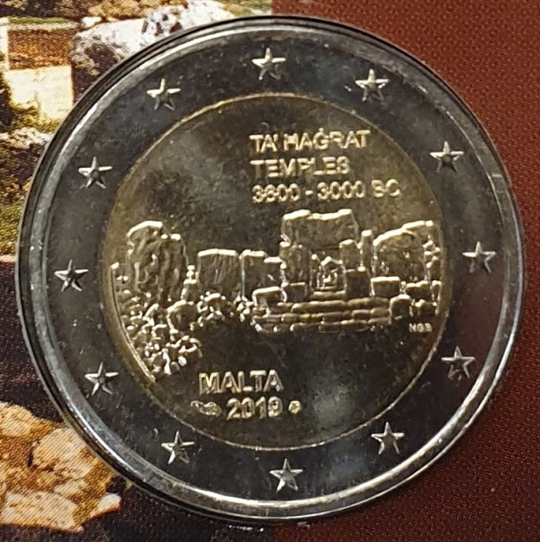 Malte - 2 euros 2019, Temples mégalithiques de Malte (carte à pièces)