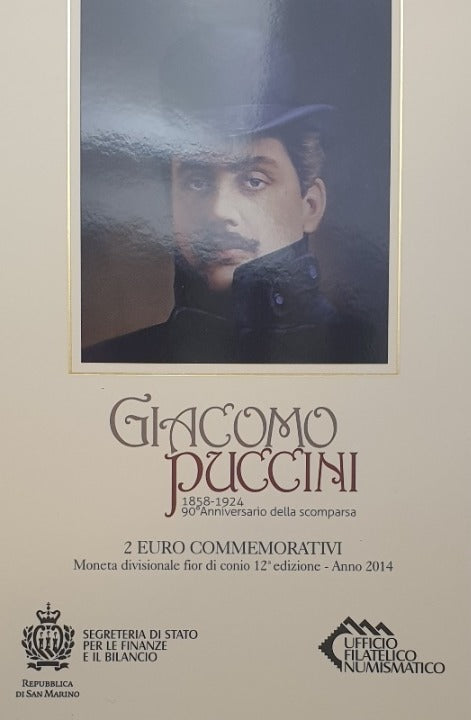 Saint-Marin - 2 Euro 2014, Giacomo Puccini, (Coin Card)