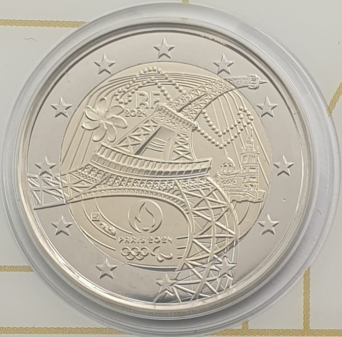 France - 2 Euro 2024, Jeux Olympiques de Paris, (Carte à pièces)