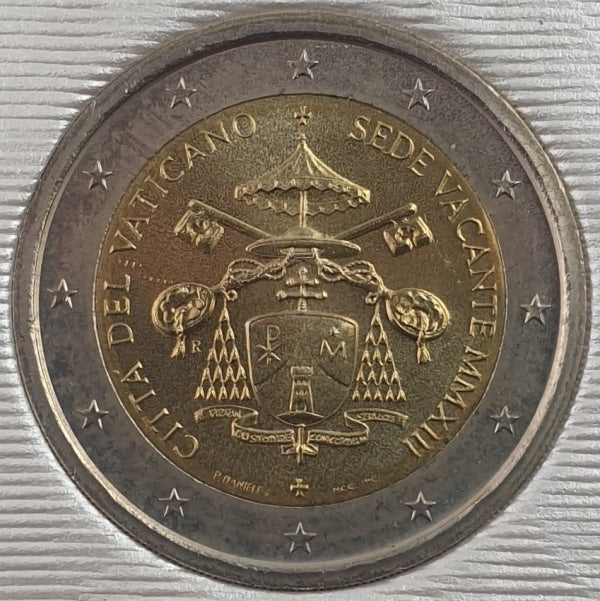 Vatican - 2 euros 2013, pièce vierge en raison de l'absence du pape (carte de pièce)