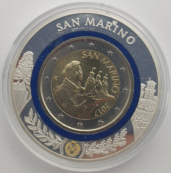 Saint-Marin - 2 euros 2017, étui bleu clair argenté