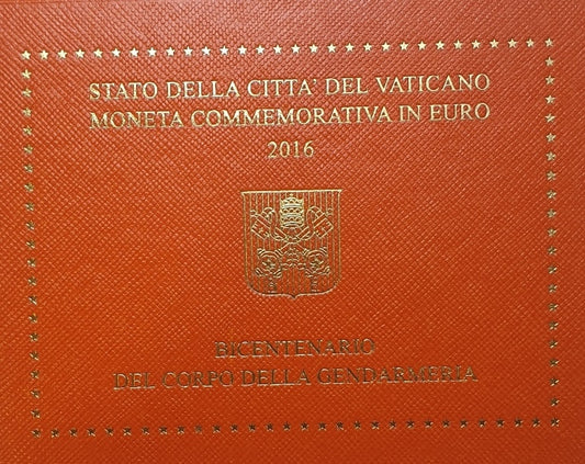 Vatican - 2 euros 2016, 2e anniversaire de la Gendarmerie vaticane (carte-pièce)