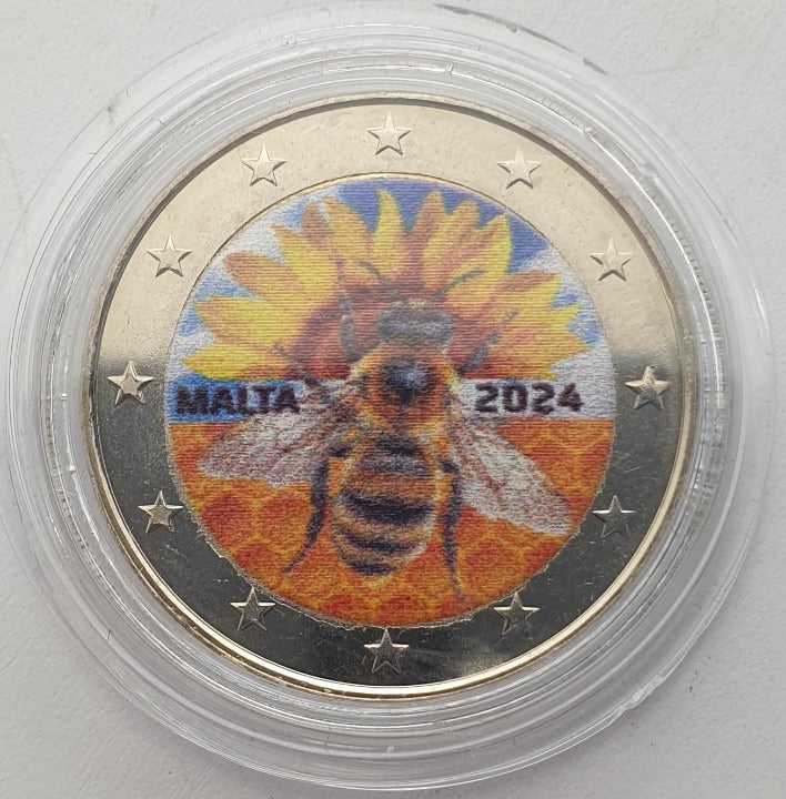 Malte - 2 euros 2024, L'abeille maltaise, en couleur
