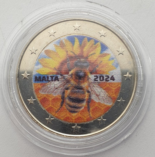 Malte - 2 euros 2024, L'abeille maltaise, en couleur