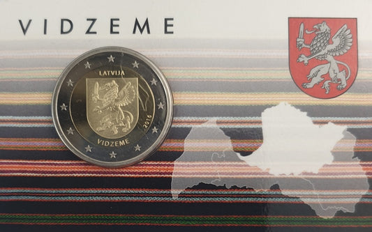 Lettonie - 2 Euro 2016, Vidzeme, (Coin Card)