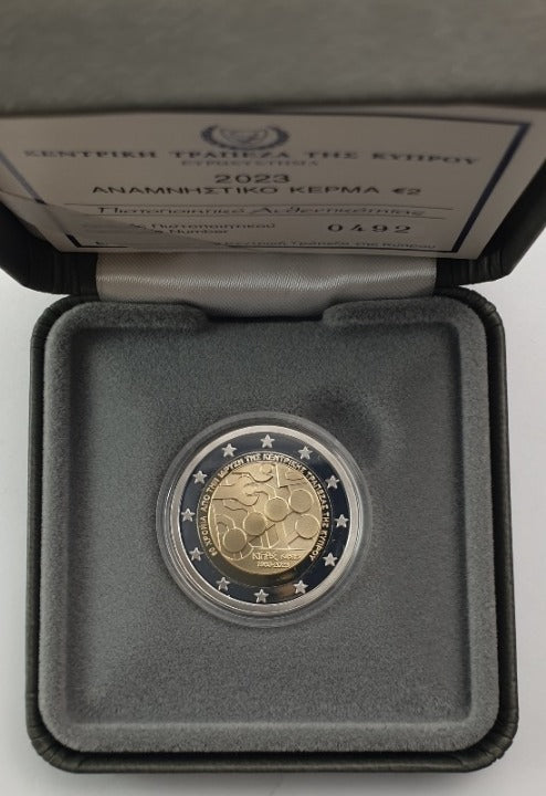 Chypre - 2 euros 2023, 60e anniversaire de la création de la Banque centrale de Chypre, non circulée, épreuve