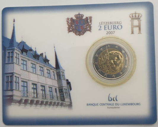 Luxembourg - 2 Euros 2007, Henri Ier Palais Grand-Ducal, (Carte à pièces)