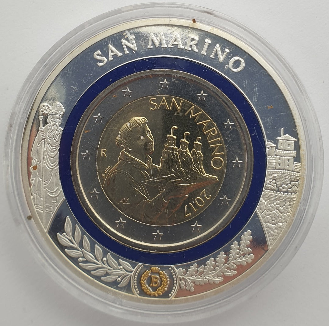 Saint-Marin - 2 euros 2017, étui bleu foncé argenté