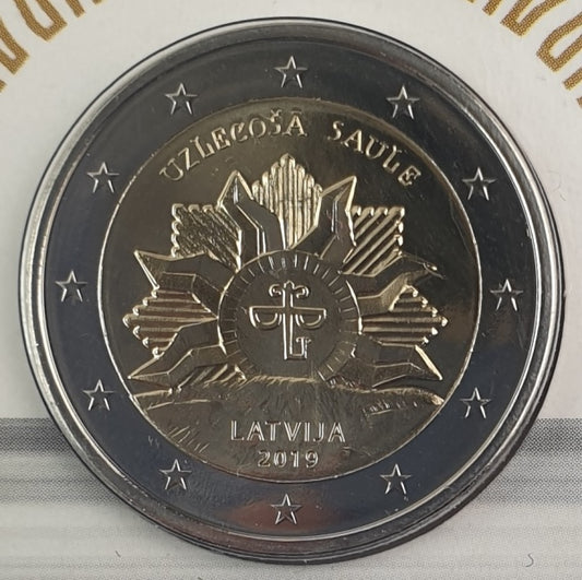 Lettonie - 2 Euro 2019, Soleil Levant, (Carte à pièces)