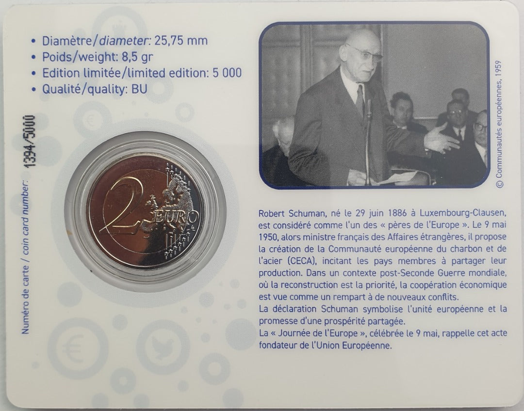 Luxembourg - 2 euros 2025, Henri Ier, couleur, (carte-pièce)