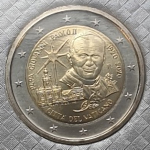 Vatican - 2 euros 2020, Centenaire de la naissance de saint Jean-Paul II, (Carte-pièce)