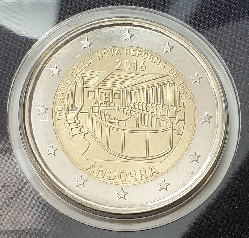 Andorre - 2 euros 2016, 150 ans de la Nouvelle Réforme de 1866 (carte à pièces)