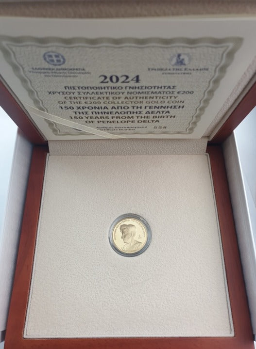 Grèce - 200 euros 2024, 150e anniversaire de la naissance de Pénélope Delta, Pièce d'or.