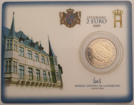 Luxembourg - 2 euros 2009, accession au trône d'Henri Ier et de Charlotte (carte-pièce)