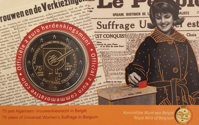 Belgique - 2 euros 2023, 75 ans du suffrage féminin - Inscription néerlandaise (carte-monnaie)