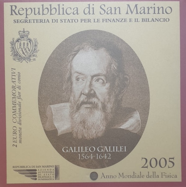 Saint-Marin - 2 Euro 2005, Année internationale de la physique, Galilée