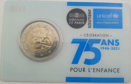 France - 2 euros 2021, Unicef, Carte de pièces