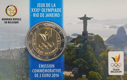 Belgique - 2 Euro 2016, Jeux Olympiques de Rio de Janeiro, (Coin Card)
