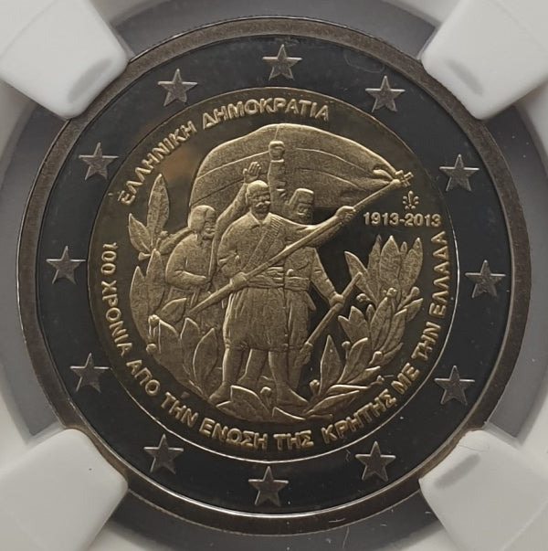 Grèce - 2 Euro 2013 (PF 68 ULTRA CAMEO), Crète 100 ans d'union avec la Grèce, ÉPREUVE
