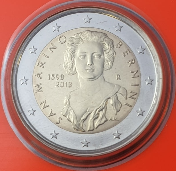 Saint-Marin - 2 Euro 2018, Gian Lorenzo Bernini, (Coin Card)