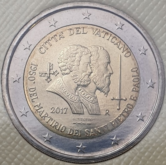 Vatican - 2 euros 2017, 1950e anniversaire du martyre des saints Pierre et Paul (carte-pièce)