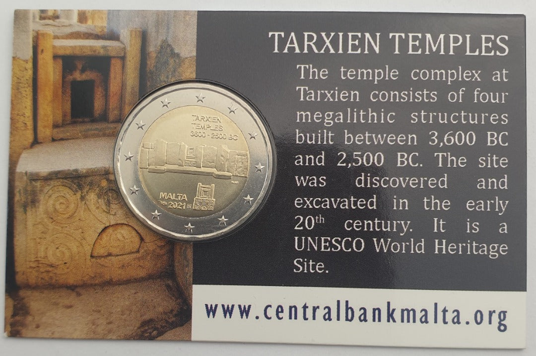 Malte - 2 Euro 2021, Temples de Tarxien, Coin Card