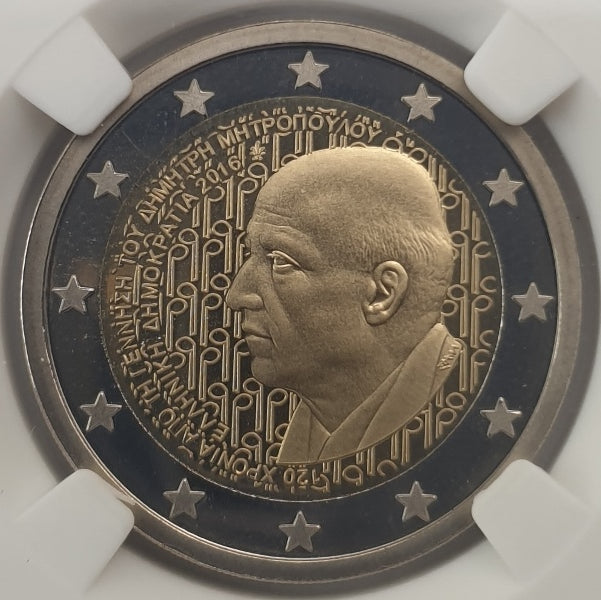 Grèce - 2 Euro 2016 (PF 69), 120 ans de la naissance de Dimitris Mitropoulos, PREUVE