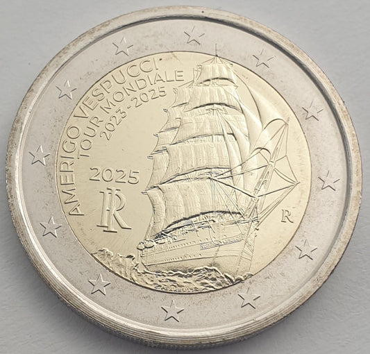 Italie - 2 Euro 2025, Voyage du navire Amerigo Vespucci
