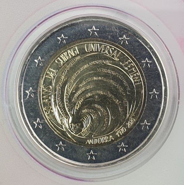 Andorre - 2 euros 2020, 50 ans du suffrage universel, (carte à pièces)
