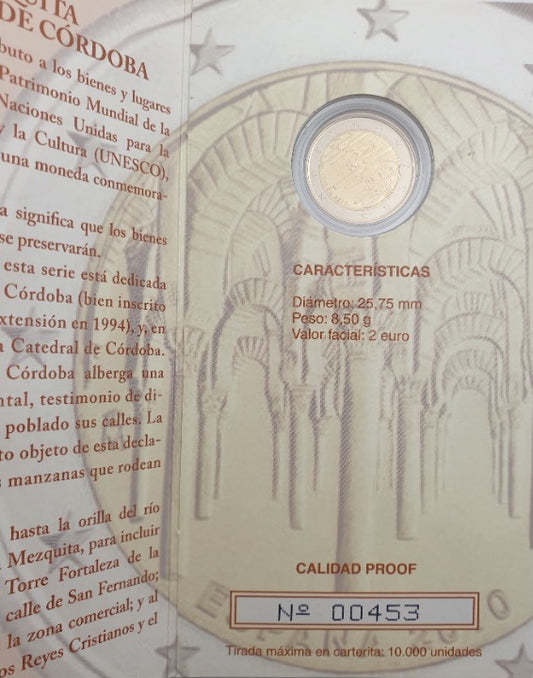 Espagne - 2 Euro 2010, Cathédrale de Cordoue, Preuve