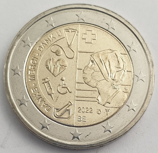 Belgique - 2 Euro 2022, Héros des soins de santé face à la COVID-19, non circulée