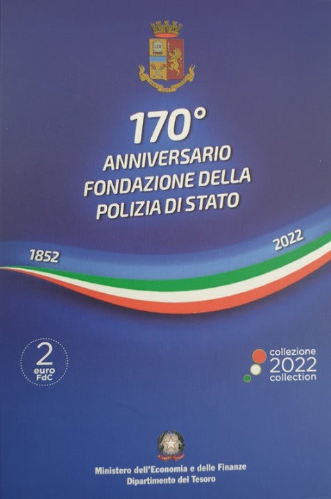 Italie - 2 Euros 2022, 170e anniversaire de la fondation de la police d'État (carte-pièce)