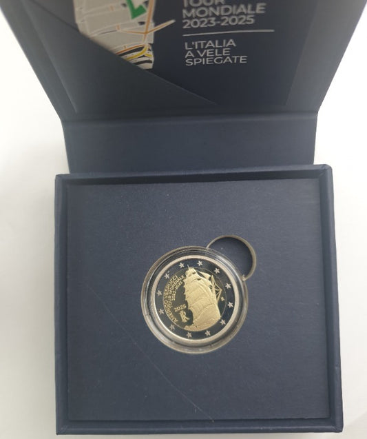 Italie - 2 Euro 2025, Voyage du navire Amerigo Vespucci, (Épreuve)